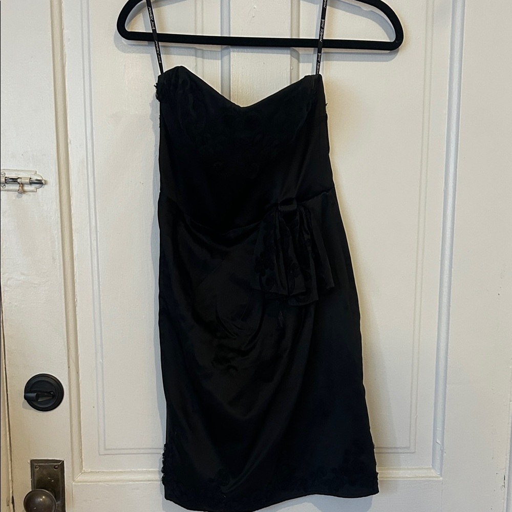STUNNING VINTAGE Betsy Johnson Elegant Black Strapless above knee cocktail dress